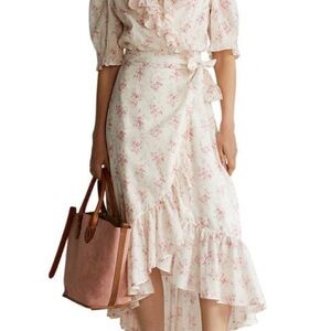 Floral Wrap Skirt - Cream and Pink